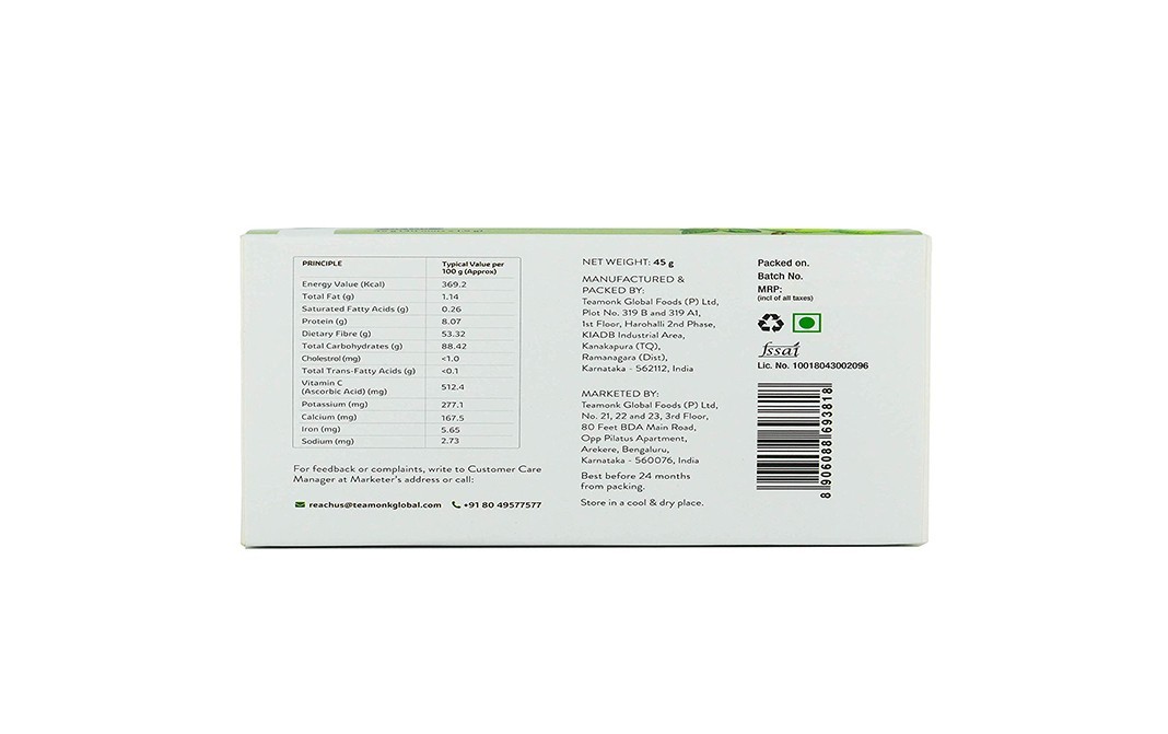 Teamonk Global Herbal Infusion Amla Mint    Pack  45 grams
